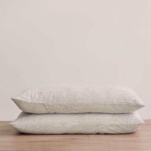 Set of 2 Linen Pillowcases - Pinstripe