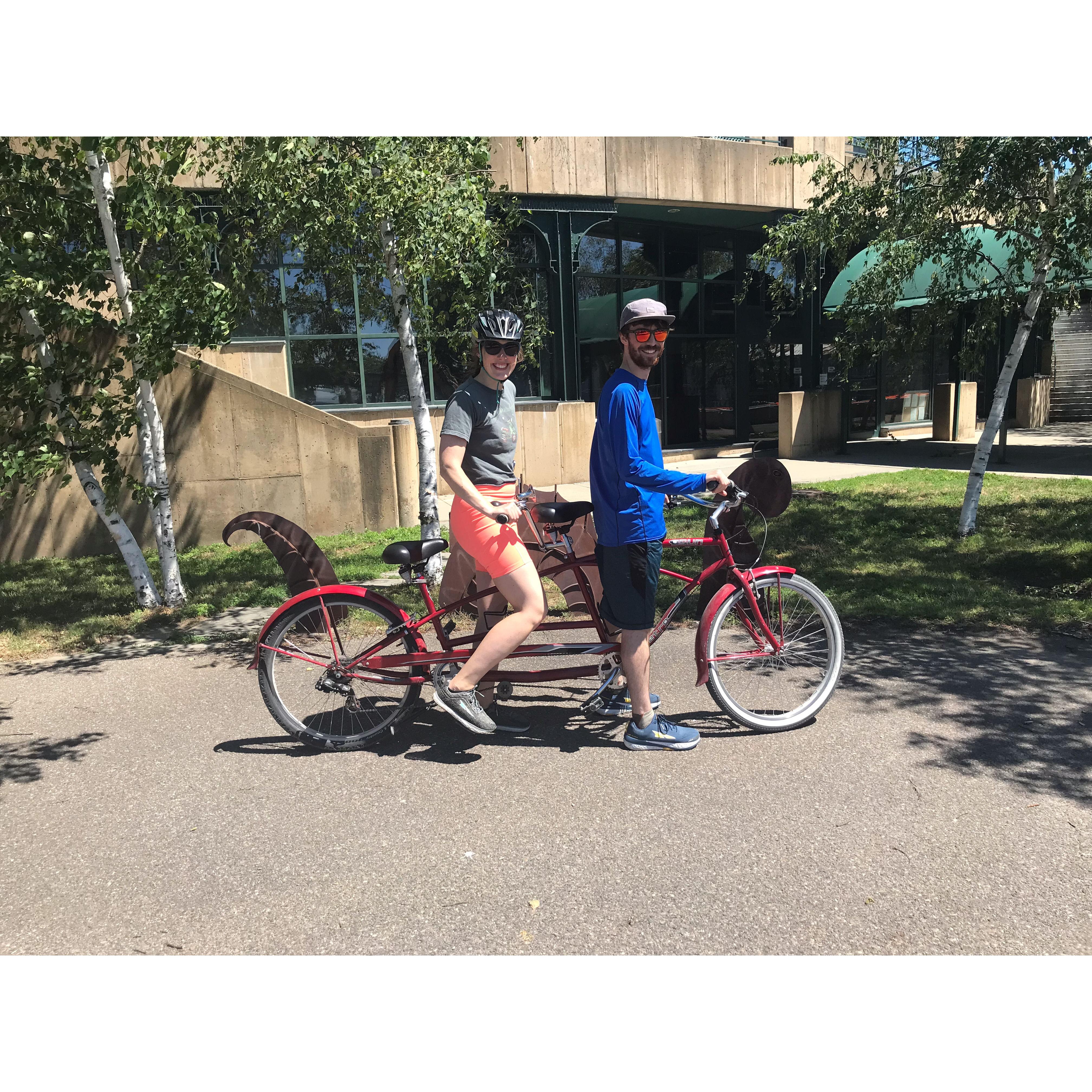 On a tandem for Hope's 30th birthday in 2021
