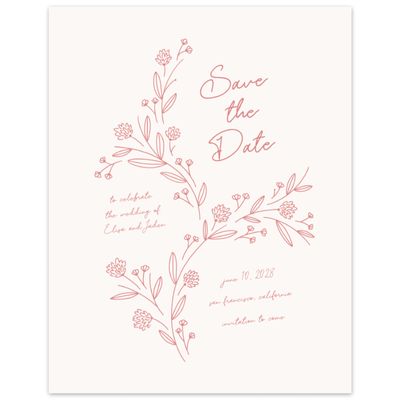 Pink Coral Wedding Digital Save the Date - Larian Portrait