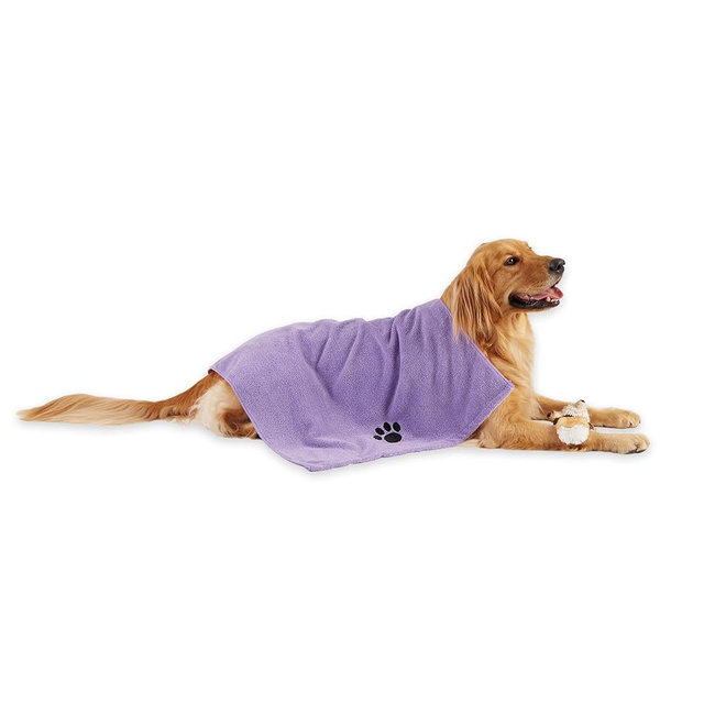 Bone Dry Pet Grooming Microfiber Towel, Embroidered Collection, X-Large,41x23.5, Lavender