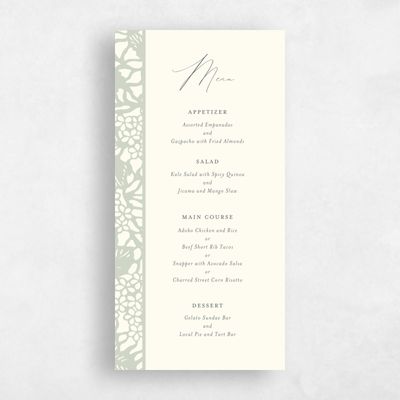 Grassy Sage, Green Wedding Menu - Stelo