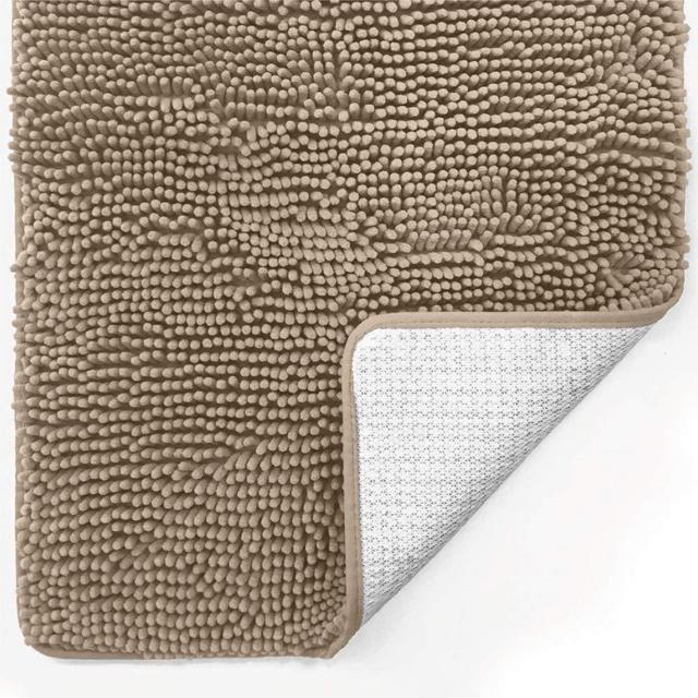 Gorilla Grip Original Luxury Chenille Bathroom Rug Mat, 24x17, Extra Soft and Absorbent Shaggy Rugs, Machine Wash Dry, Perfect Plush Carpet Mats for Tub, Shower, and Bath Room, Beige
