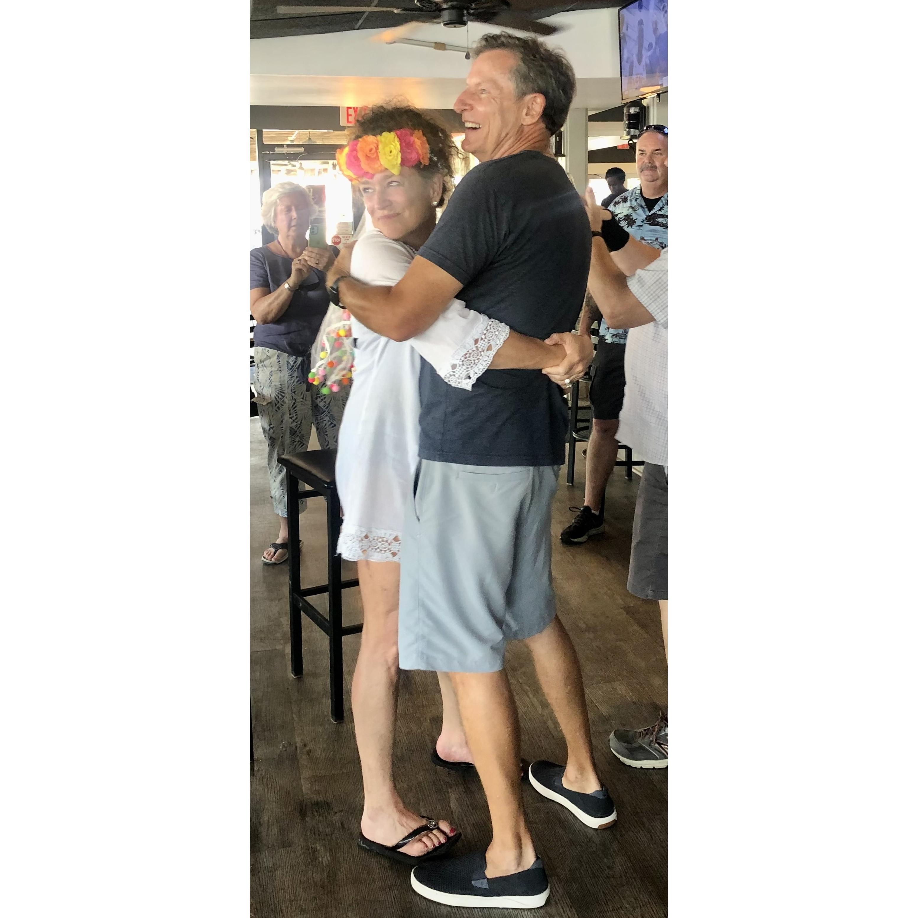 Dancing to "Going to the Chapel"  Wedding Party Weekend, July 2022