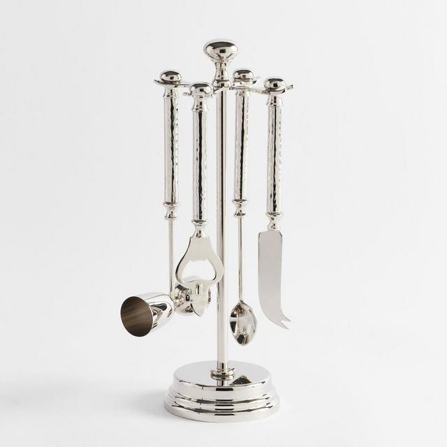 Hammered Nickel 4-Piece Bar Tool Set