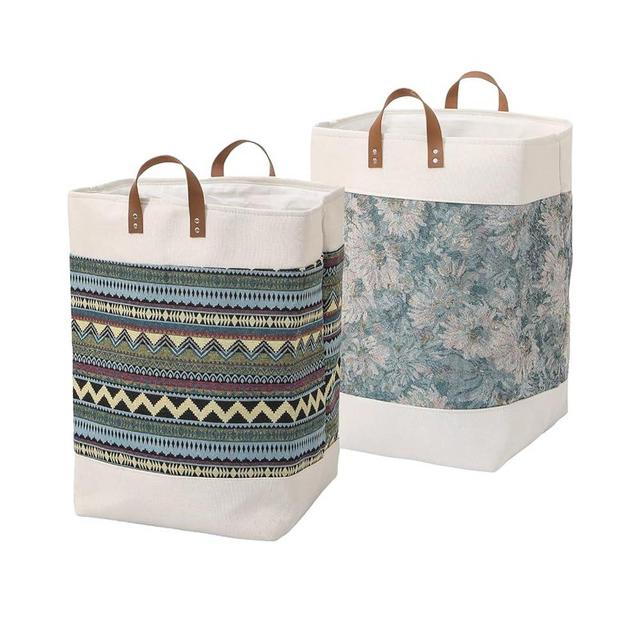 Skwelom 2 Pack Freestanding Hampers For Bedroom Aesthetic- Upgrade,Sturdy,Tall,Foldable,Portable Clothes Hamper For College Dorm,Living Room,Bathroom-(67L)