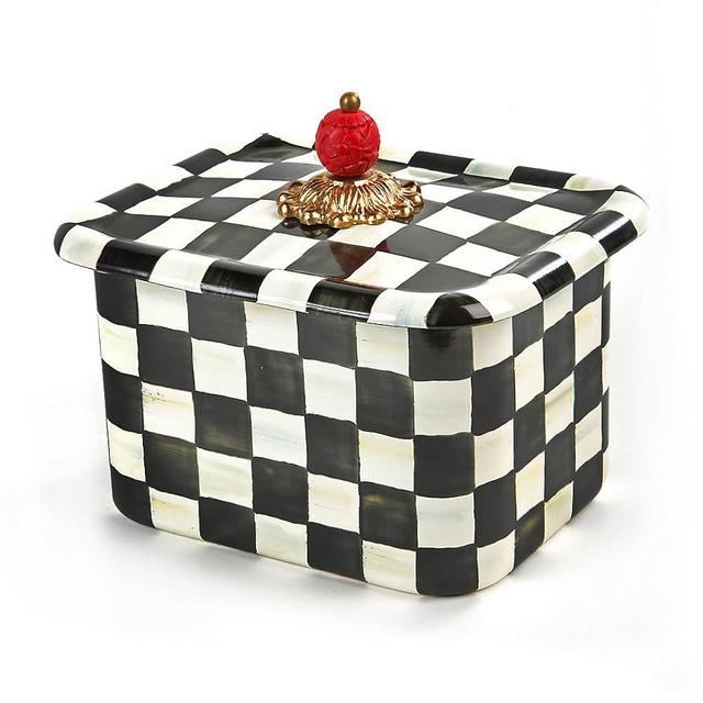 MACKENZIE-CHILDS Courtly Check Enamel Recipe Box, Cute Recipe-Card Box