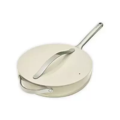 Caraway Ceramic Nonstick 4.5 qt. Aluminum Covered Saute Pan in Cream
