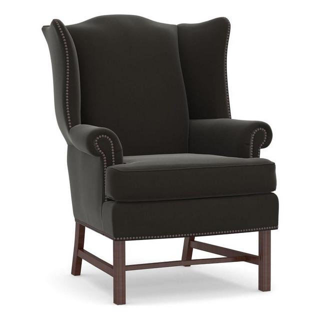 Thatcher Upholstered Armchair, PLY CSHN, Performance Everydayvelvet™ Smoke