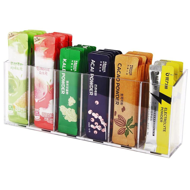 ZZDWLDHA Drink Packet Organizer, Acrylic Water Packet Organizer Flavor Storage Basket for Kitchen Organizers and Storage Clear