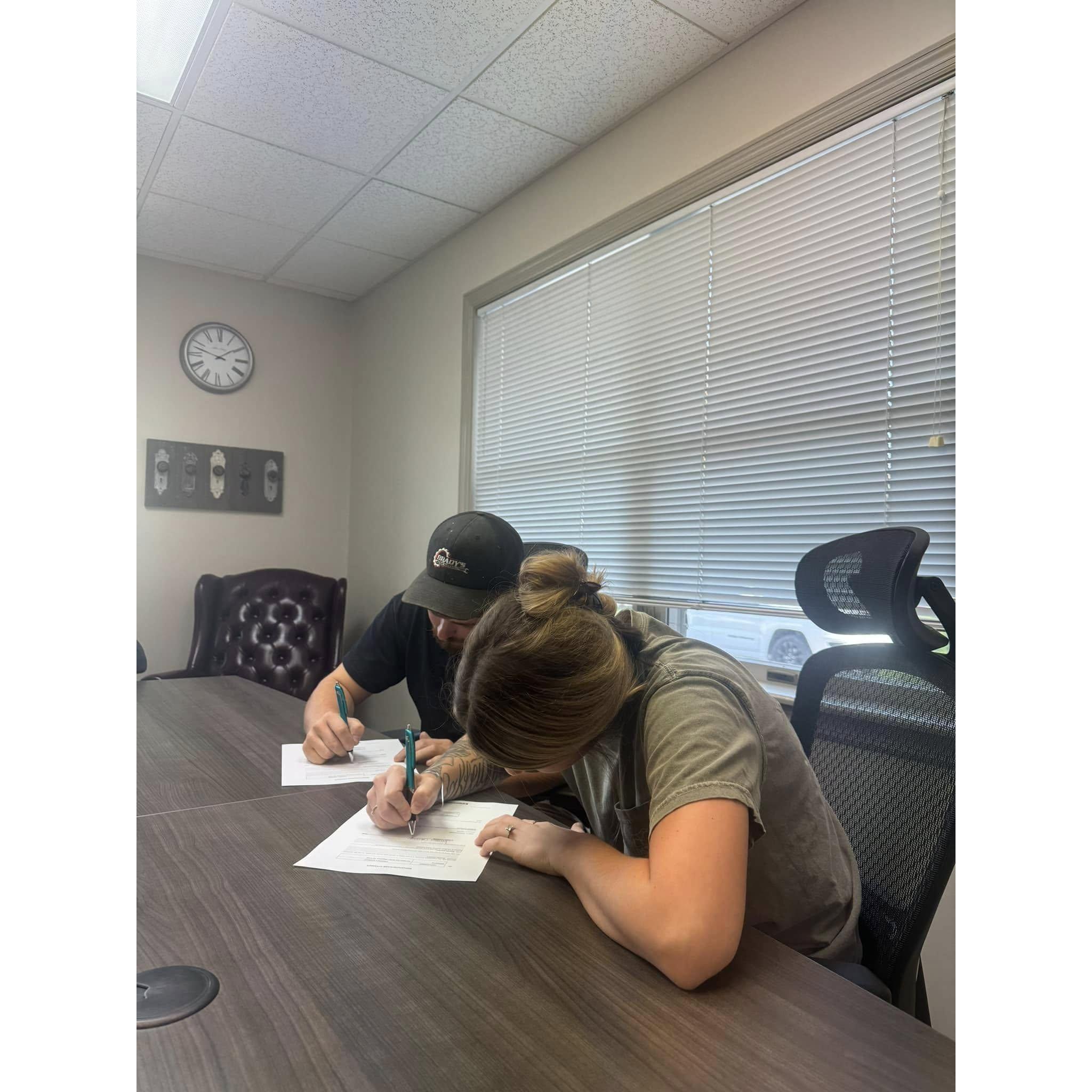 Signing for Our First House together!