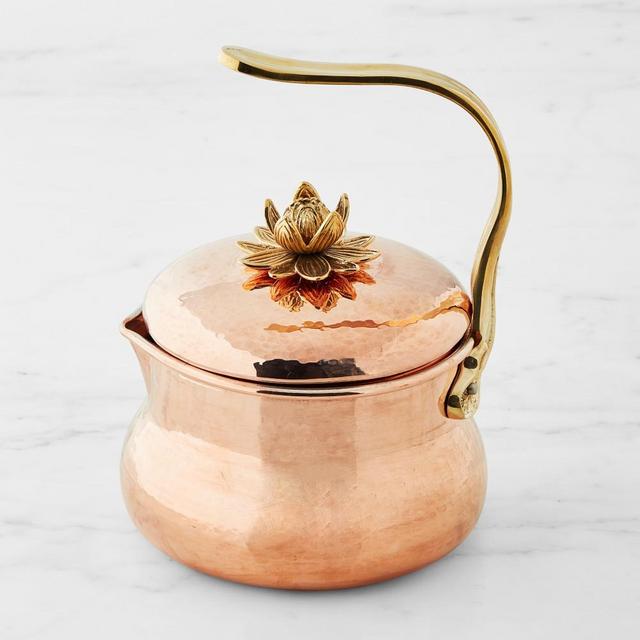 Ruffoni Historia Hammered Copper Teakettle with Lotus Knob