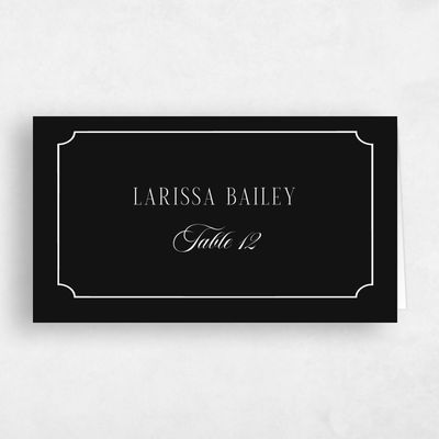 Black Wedding Place Card - Idalia