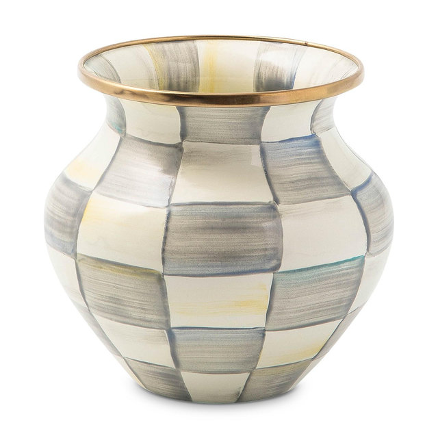 Mackenzie- Childs Sterling Check Enamel Vase