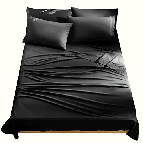 SAKIAO -6PC Bed Sheets Set - Brushed Microfiber 1800 Thread Count Percale - 19" Deep Pocket Wrinkle Free & Fade Resistant (King,Black)