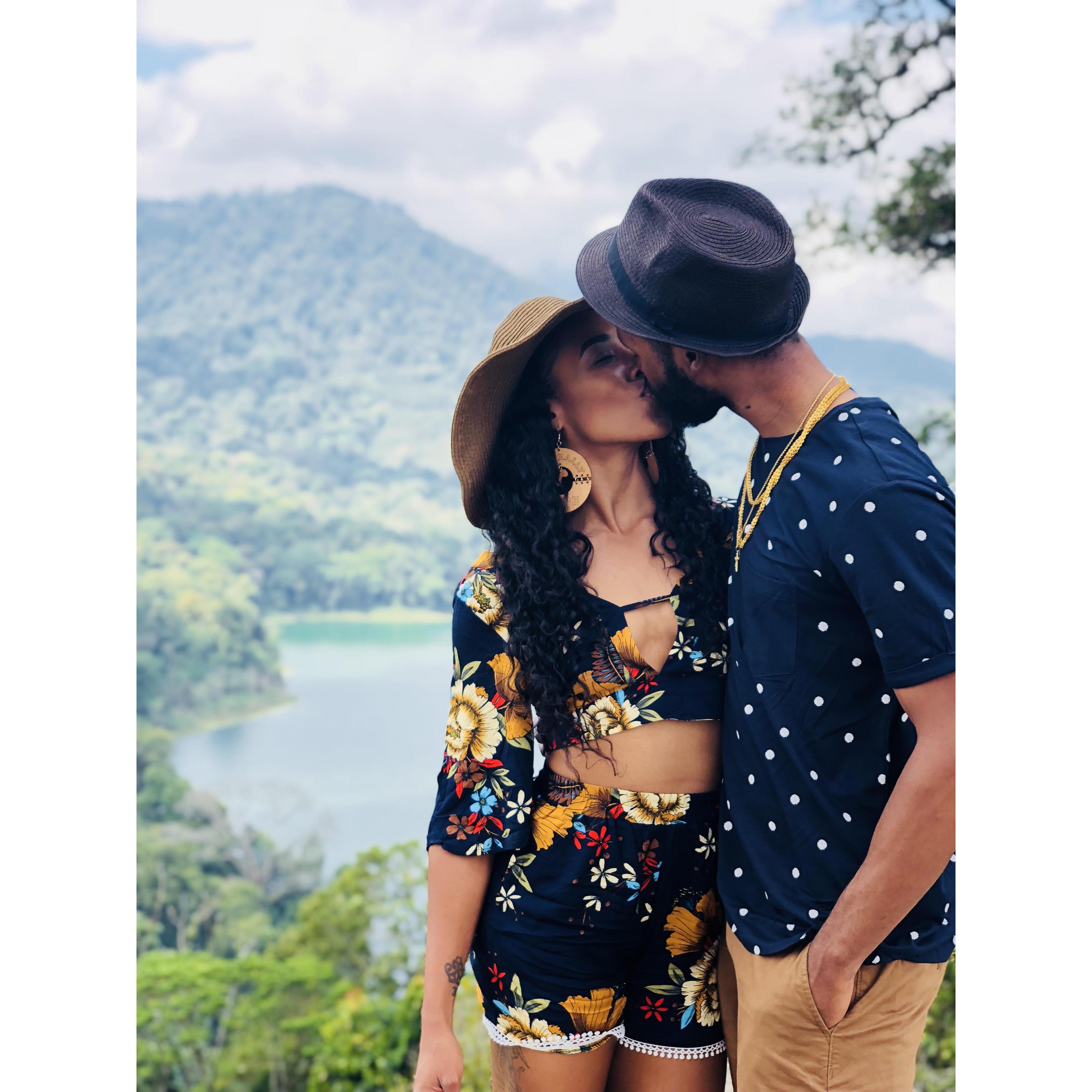 Catching a kiss at the twin lakes in Bali.