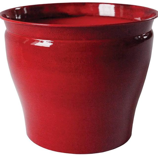 Robert Allen Home & Garden MPT01605 Avery Classic Ironstone Metal Planter Flower Pot, 12 inch, Autumn Blaze