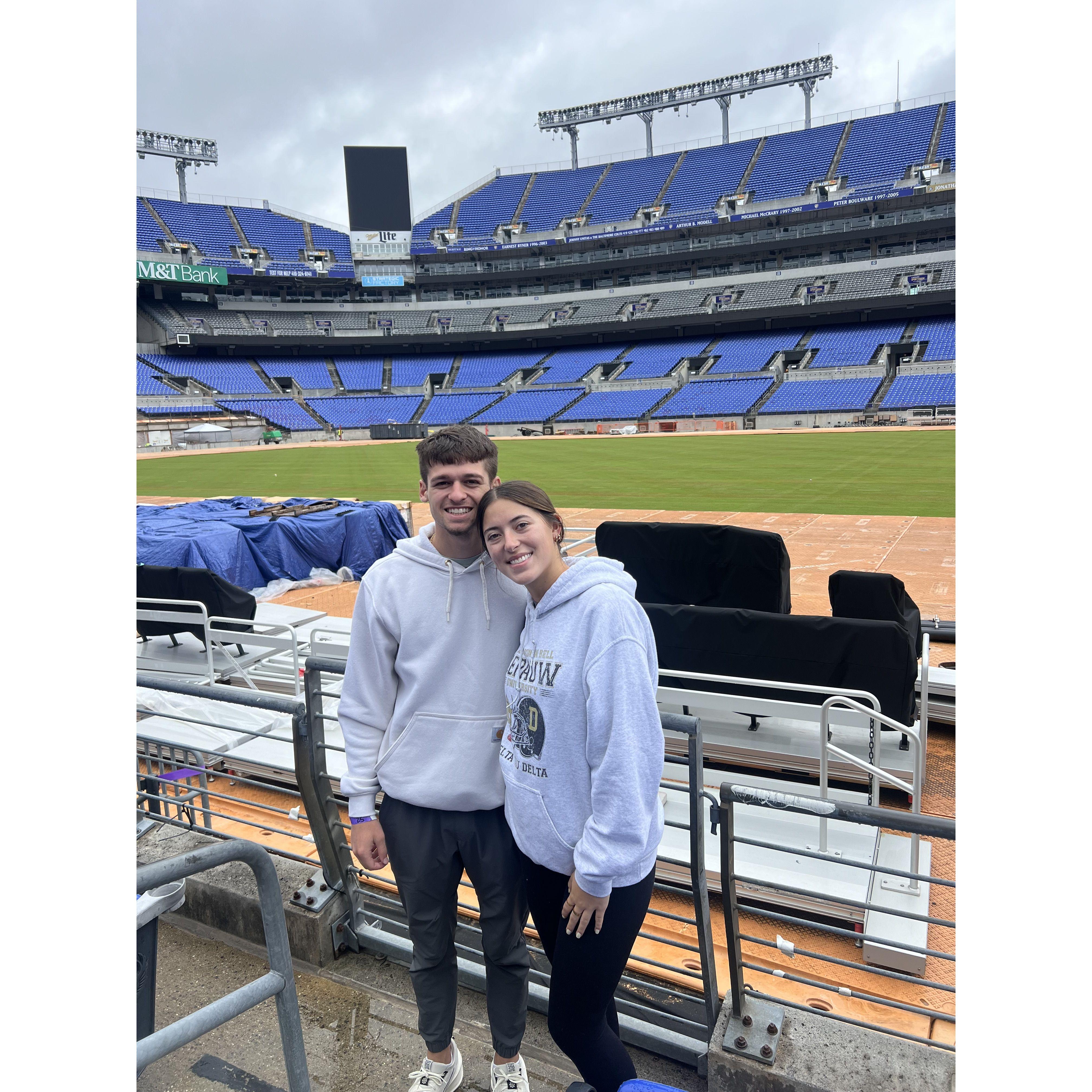 I surprised Carson with a trip to the Ravens stadium as a graduation gift!