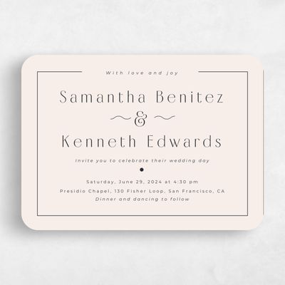 Beige Rounded Wedding Invitation - Suzi Landscape