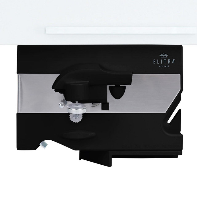 Elitra Home 4 in 1 Under the Cabinet Mounted Electric Can Opener, Blade Sharpener, Bottle Opener, Jar Opener, For Large and Small Cans - Black