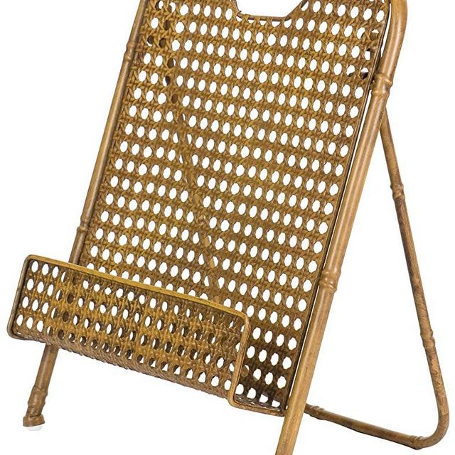 Red Co. 13.5 x 10 inch Decorative Foldable Metal Wire Bamboo Cookbook Stand & Recipe Holder, Gold