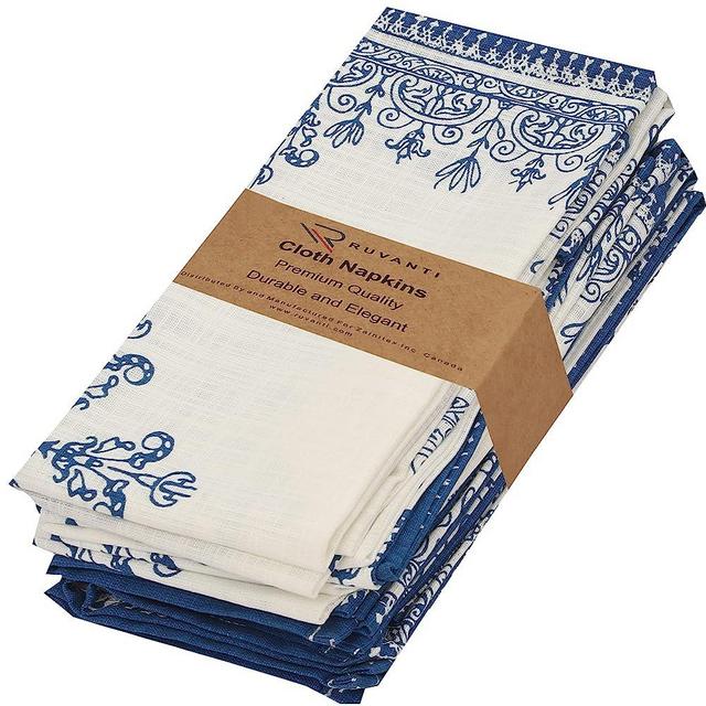 Ruvanti Cloth Napkins Set of 6 Cotton 100%, 18x18 Inches Napkins Cloth Washable, Soft, Absorbent. Cotton Napkins for Parties, Christmas, Thanksgiving, Weddings, Dinner Napkins Cloth - Ethnic