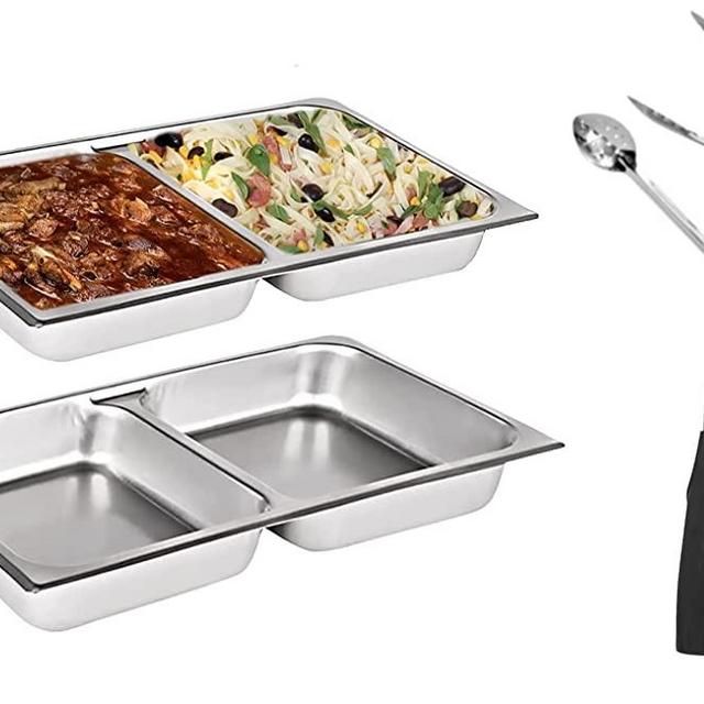 2 Pack ChefQ Full Size 2.5 Deep Inch Divider Food Pan Perfect Fit For a 8qt Chafing Dish - Anti-Jam Stainless Steel Steam Table/Sectional Hotel Pan