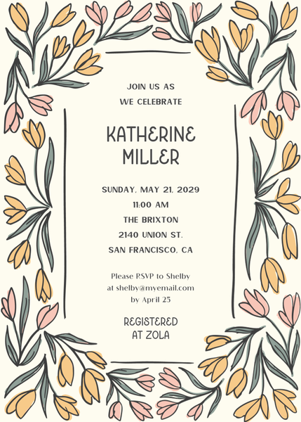 Noemi Portrait | Light Butter | Zola Wedding & Bridal Shower Invitations