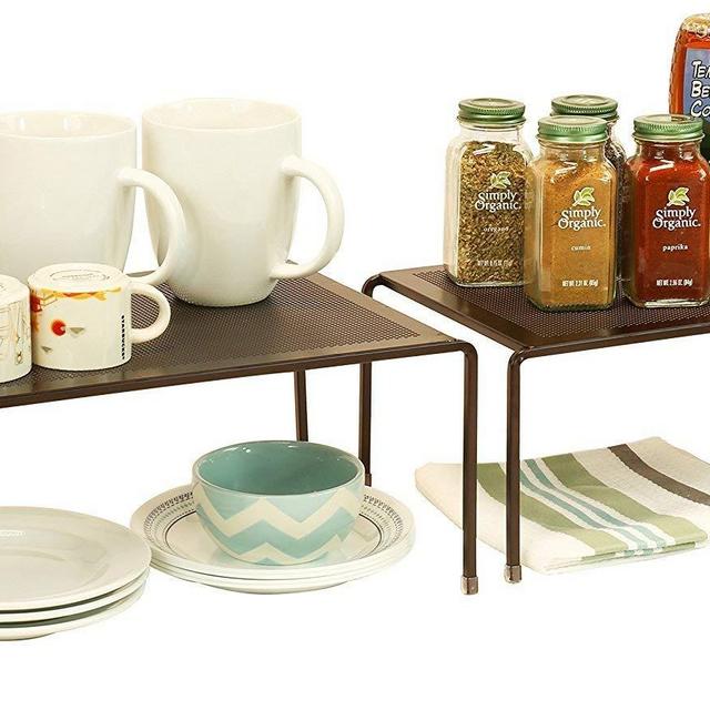 Deco Brothers - DecoBros Expandable Stackable Kitchen Cabinet and Counter Shelf Organizer,Bronze