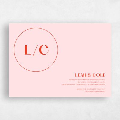 Soft Pink Wedding Invitation - Brevard Stamp
