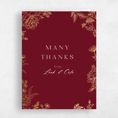 Dark Burgundy, Red Wedding Thank You - Vicenza Portrait Foil