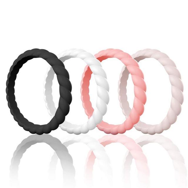 Egnaro Braided Silicone Wedding Ring for Women