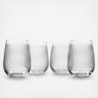 Cyclone Stemless Wine Glass, Set of 4