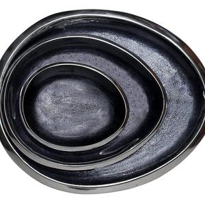 Melange Home Decor Cuivre Collection, Set of 3 Oval Platters - 6", 9" and 12", Color - Dark Gray