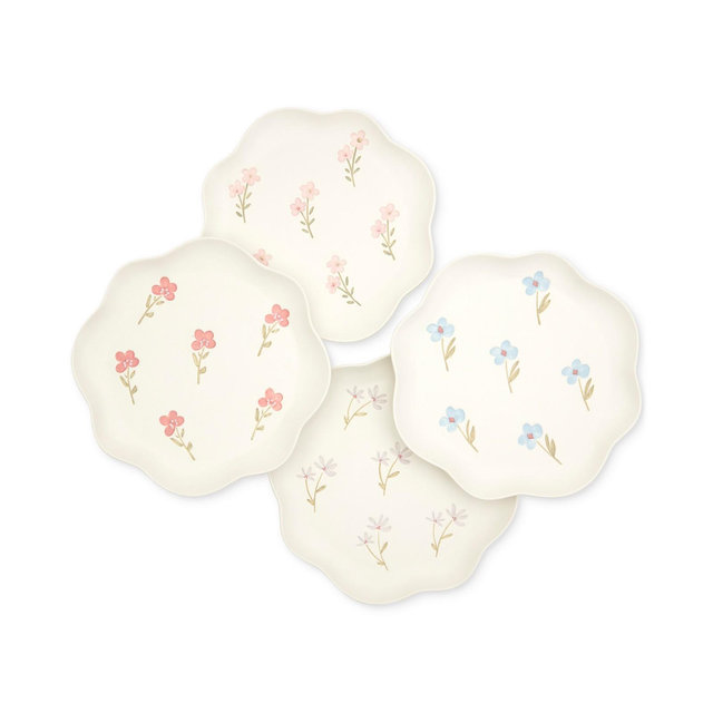 Haven Floral Scalloped Salad Plates, Set of 4