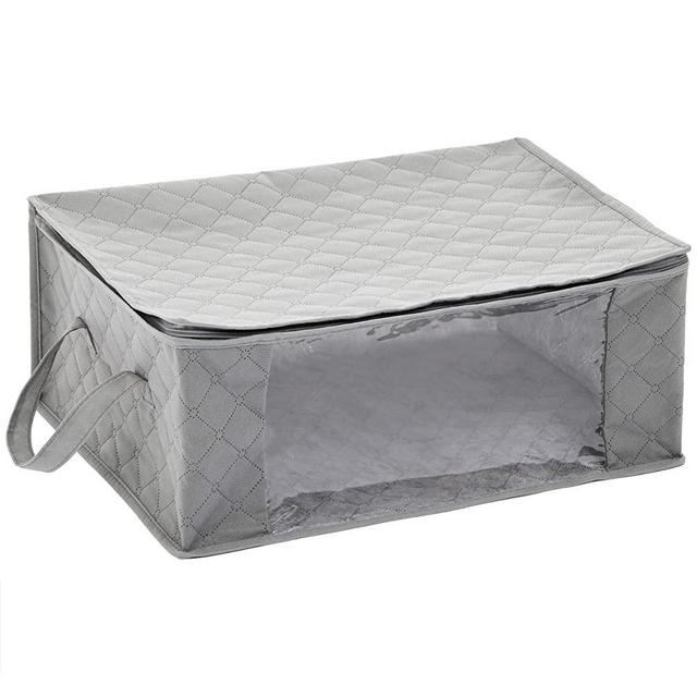 Amazon Basics Foldable Large Zippered Storage Bag Organizer Cubes with Clear Window & Handles, 3-Pack