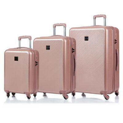 CHAMPS Iconic 3-Piece Hardside Expandable Spinner Luggage Set in Rose Gold