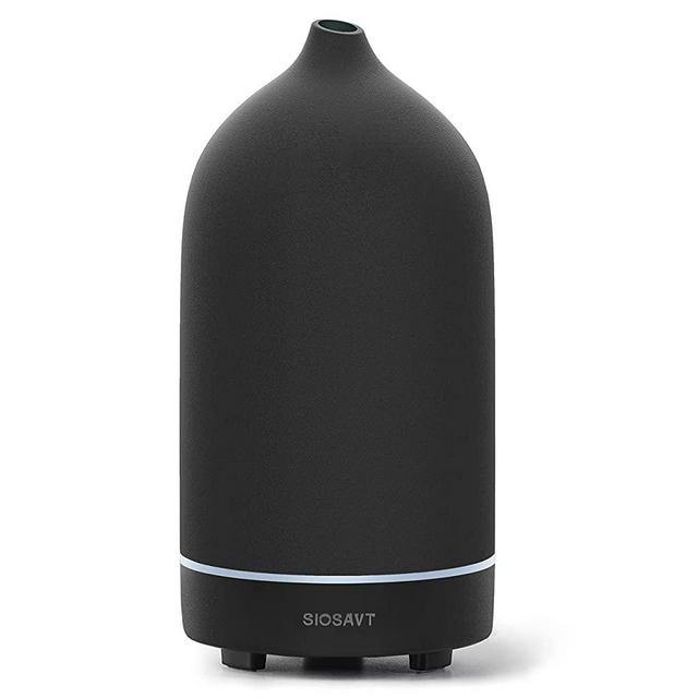 SIOSAVT Essential Oil Diffuser,Ultrasonic Cool Mist Air Diffuser,Handcrafted Ceramic Diffuser for Home(Black)