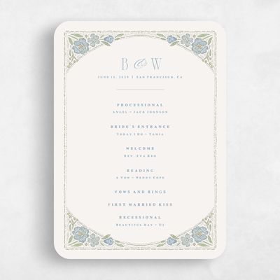 Blue Rounded Wedding Program - Persephone