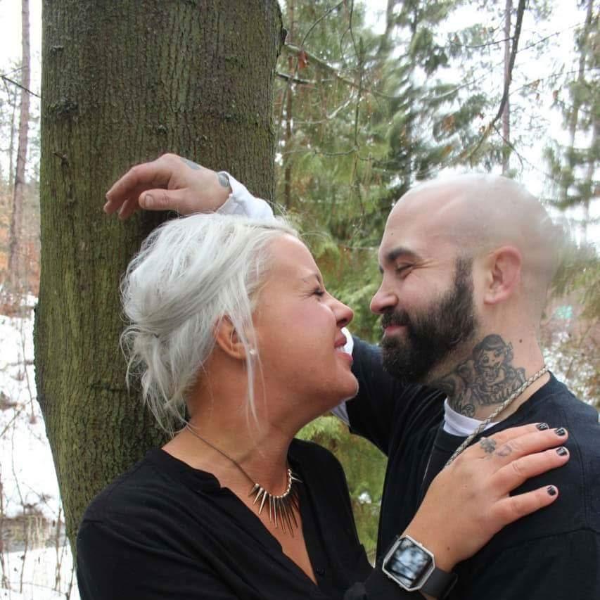 Michael and I on the day of our engagement photos. Just as we were about to kiss, a huge water drop fell right onto my face!