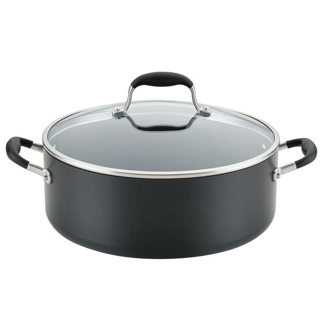 Anolon Advanced Home Hard-Anodized Nonstick Wide Stock Pot/Stockpot (7.5-Quart, Onyx)
