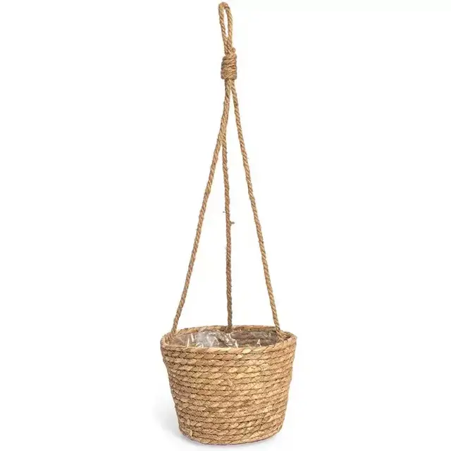 Farmlyn Creek Rope Hanging Planter, Woven Ceiling Plant Basket Hanger, 8 x 8 x 6"