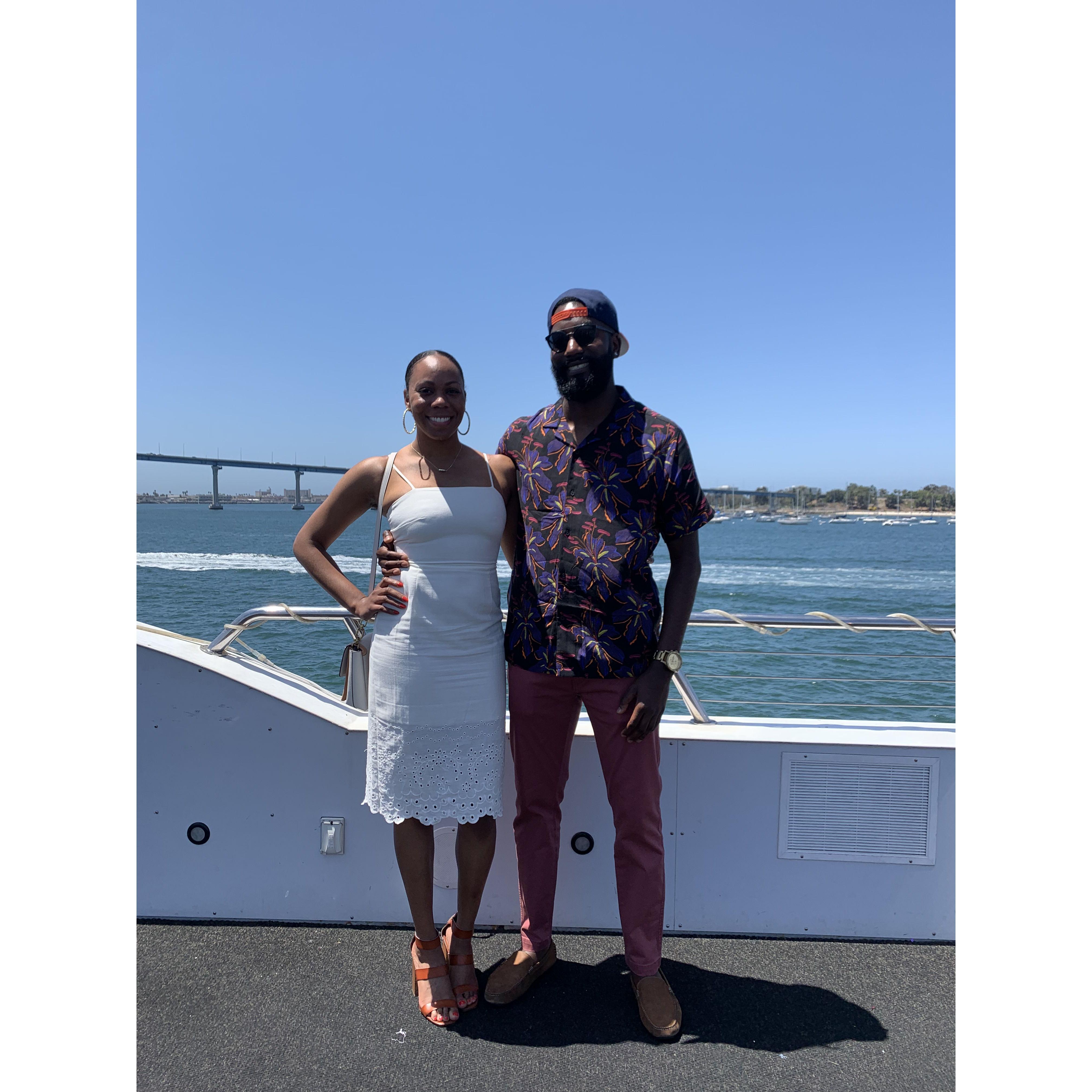 Tim took Amanda on a Birthday Brunch cruise in San Diego in 2021...Tim feeds Amanda well!