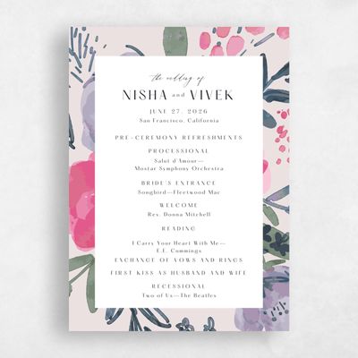 Light Mauve, Purple Wedding Program - Colletta