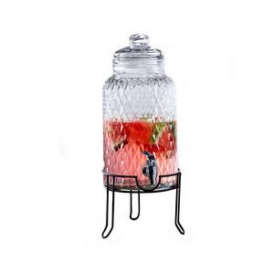 Quilted Glass Beverage Dispenser in Clear