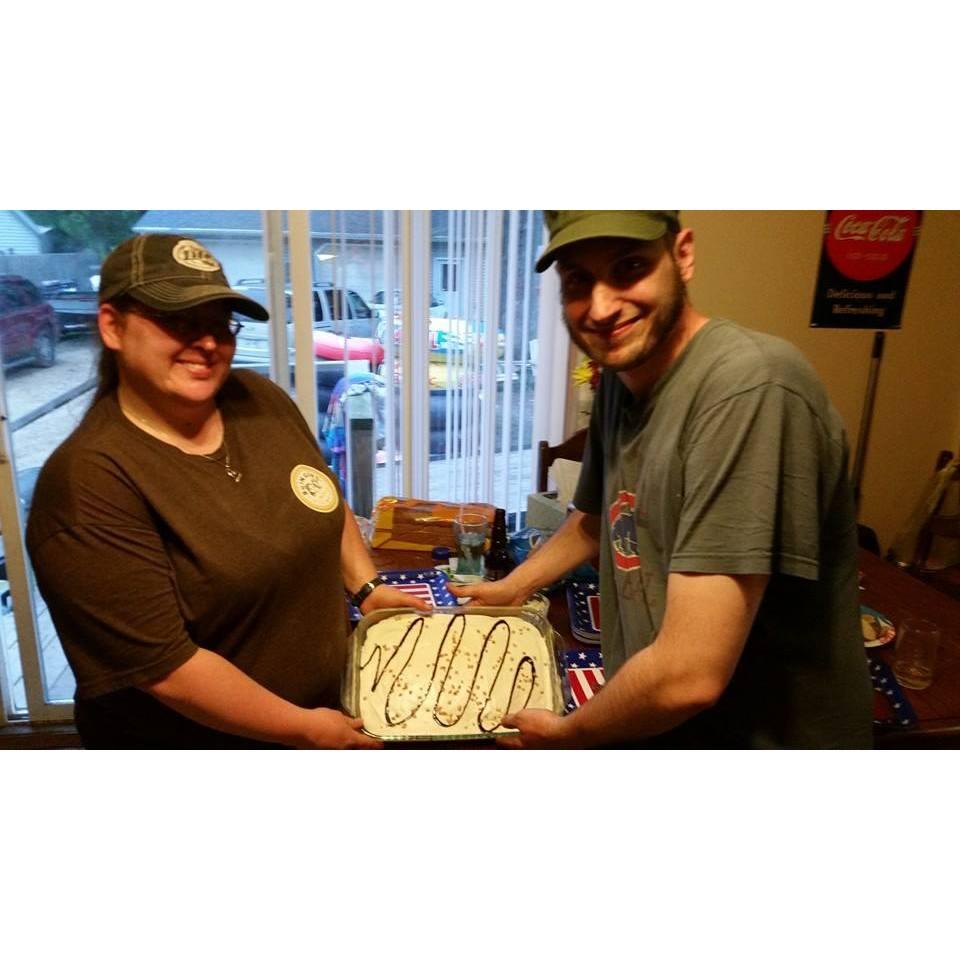 Our birthday 2014- Laurie Mattes made us that cake.