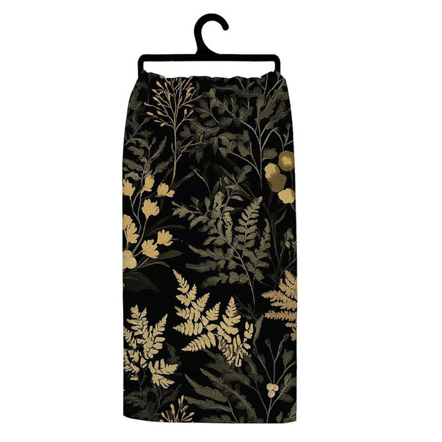 Koesus Vintage Dark Green Floral Kitchen Towels, Dark Cottagecore Fern Botanical Decorative Hand Towels for Bathroom, Dark Olive Green Plant Floral Dish Tea Towels for Kitchen, 16x24 Inch