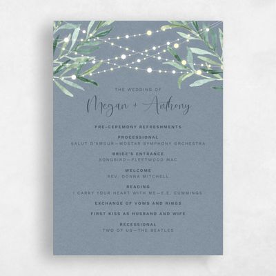 Slate, Blue Wedding Program - Saranac