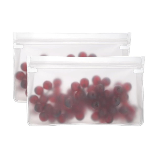 PATIKIL 8.7"x2"x5.3" Reusable Freezer Bag, 2 Pcs Leakproof Zip Food Storage Stand Up Bags Fridge Snack Vegetable Fruit Ice Container for Long-Lasting Freshness, Transparent