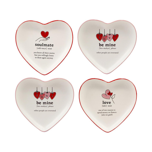 Certified International Valentine's Day Tidbit Plates, Set of 4