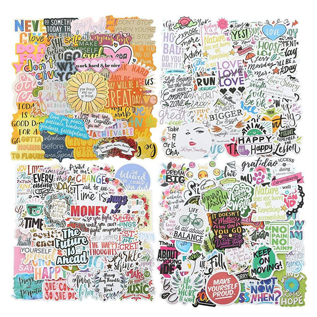 Quote Stickers, Positive Stickers 200Pcs Motivational Waterproof Vinyl Stickers for Water Bottle Hydroflasks Laptops Computers Phone for Women Adults Students Teachers Employees